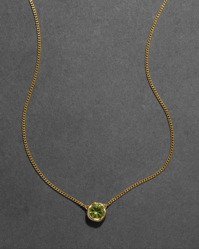Asterales Gold Solitaire Necklace- Light Peridot