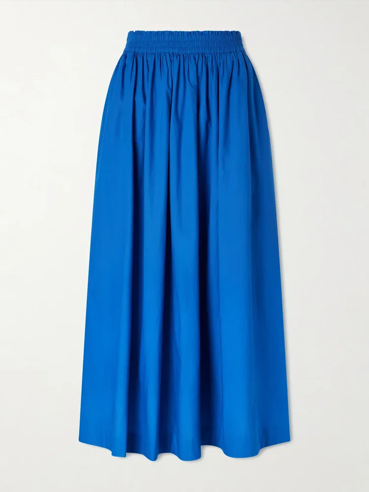 Dagny organic cotton-poplin midi skirt