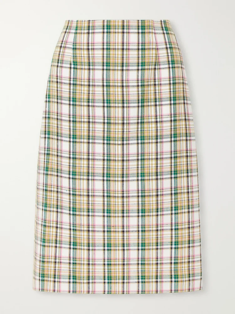 Checked jacquard midi skirt