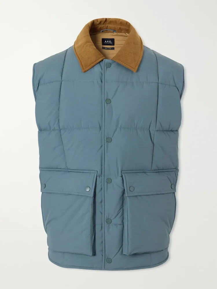 Jimmy Corduroy-Trimmed Quilted Shell Vest