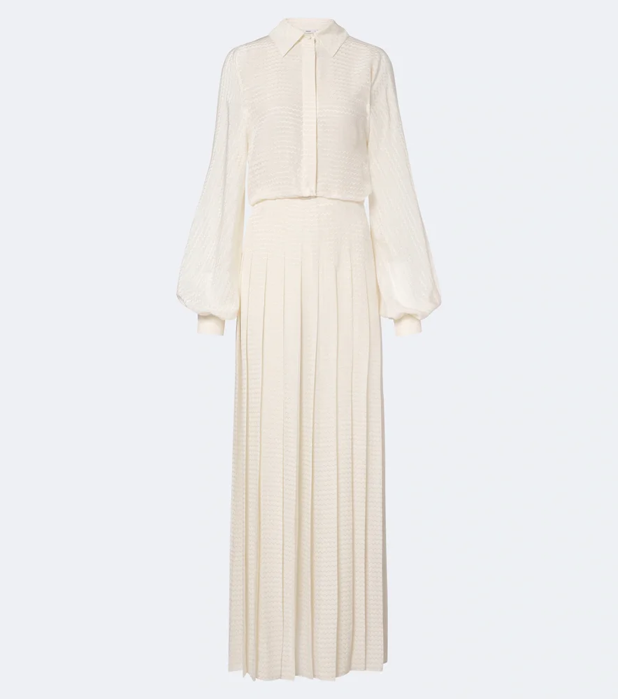 Plissé silk crêpe maxi dress
