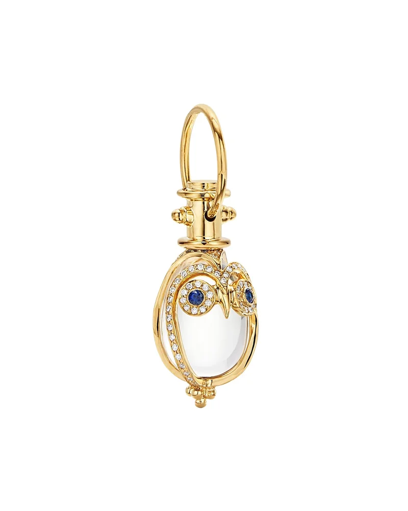 18K Yellow Gold Multi-Gemstone & Diamond Owlet Pendant