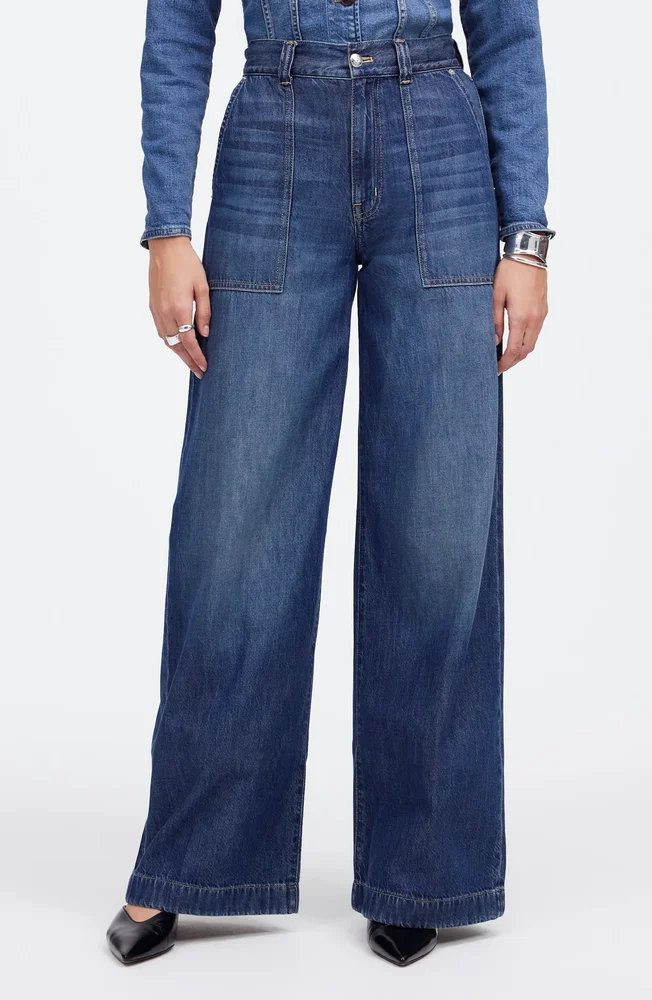 Airy Superwide Leg Utility Jeans
