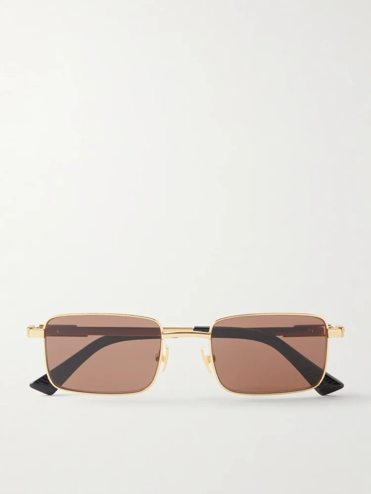 Square-frame gold-tone metal sunglasses