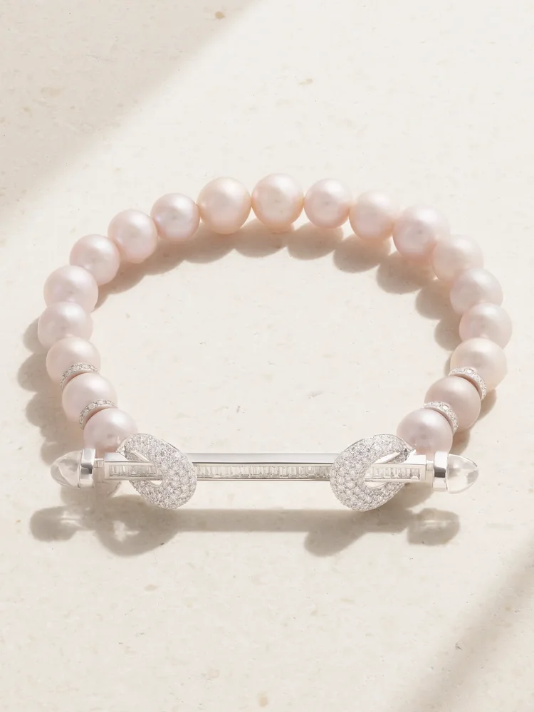 Chakra 18-karat white gold multi-stone bracelet