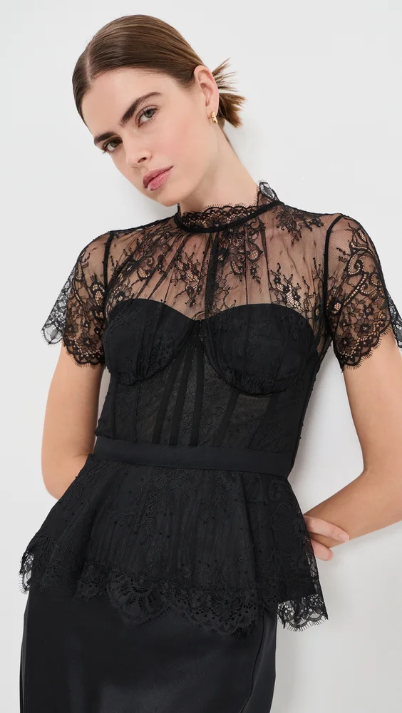Kehlani Lingerie Lace Short Sleeve Bustier Top
