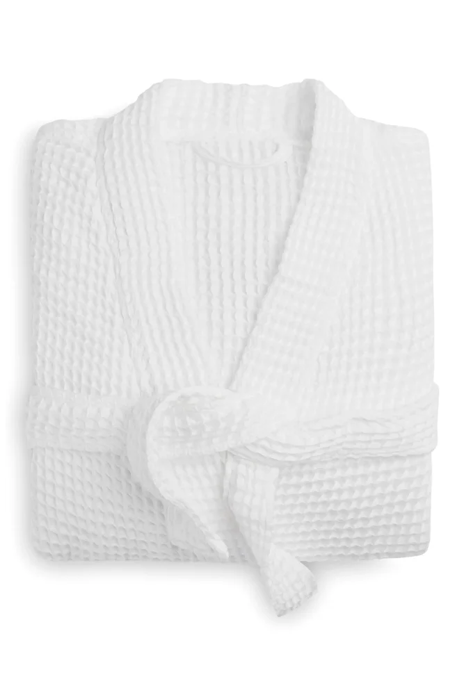 Gender Inclusive Waffle Knit Cotton Robe