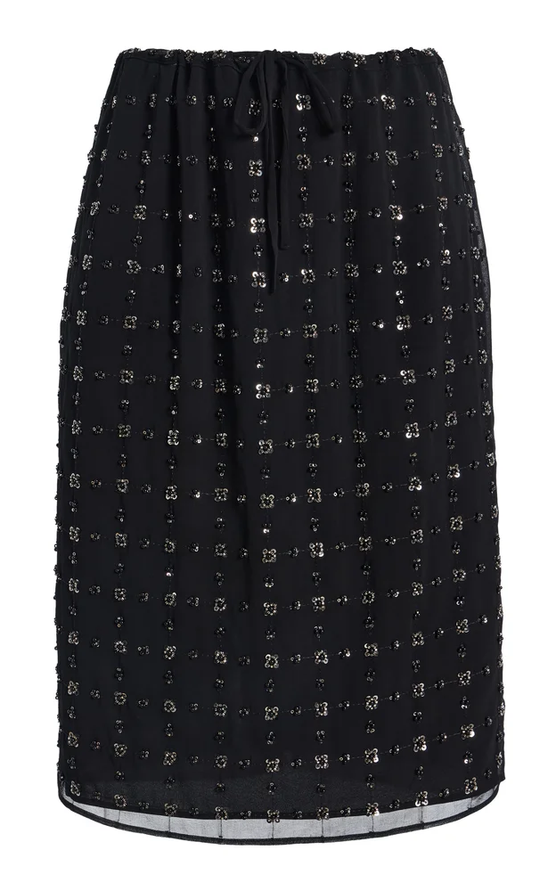 Vicky Embellished Chiffon Midi Skirt