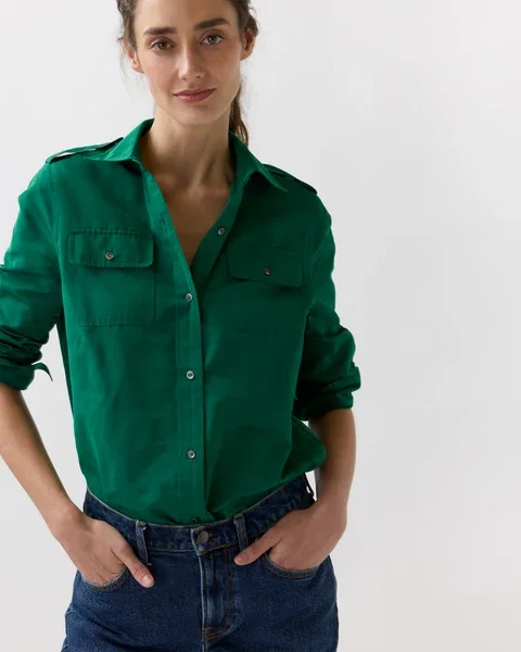 Ann Mashburn Safari Shirt Evergreen Nylon Faille