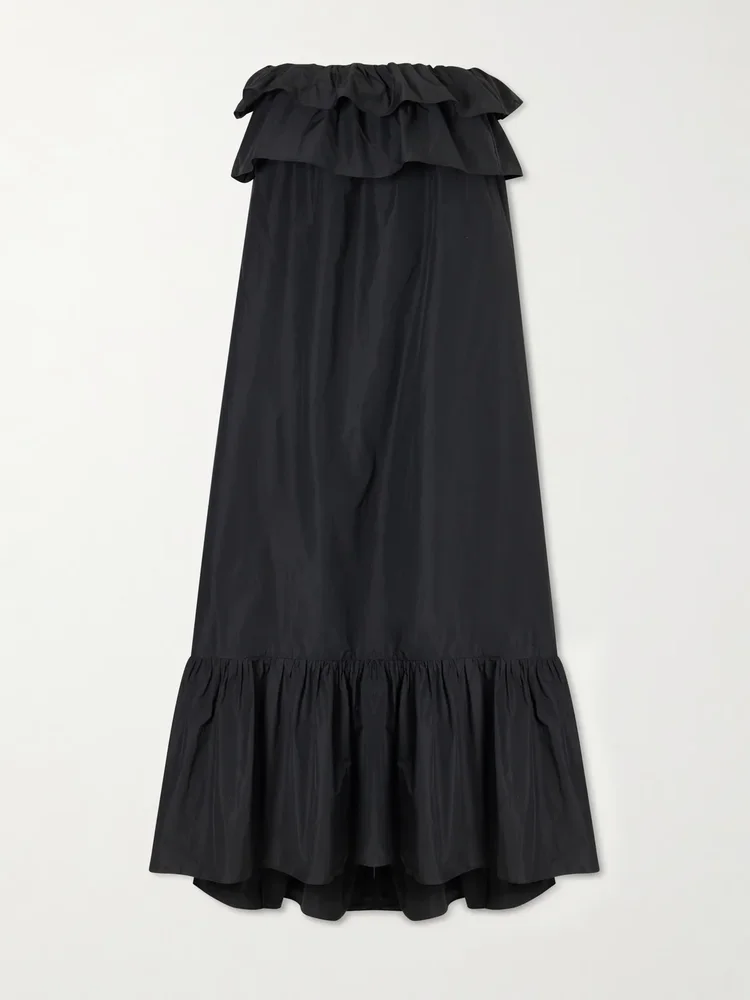 Ruffled cotton-blend poplin maxi dress