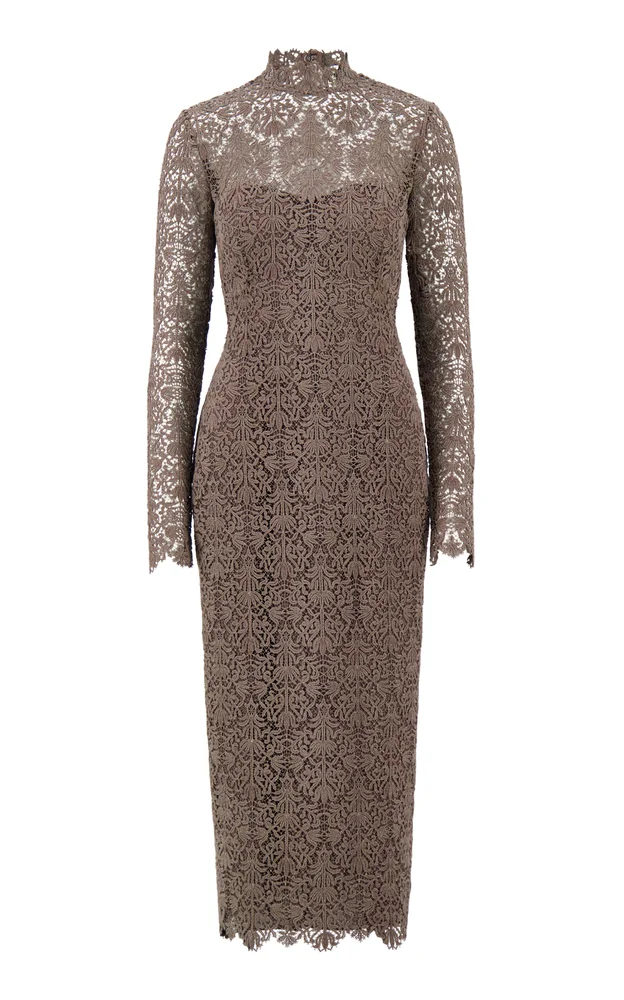 Chenille Lace High Neck Dress