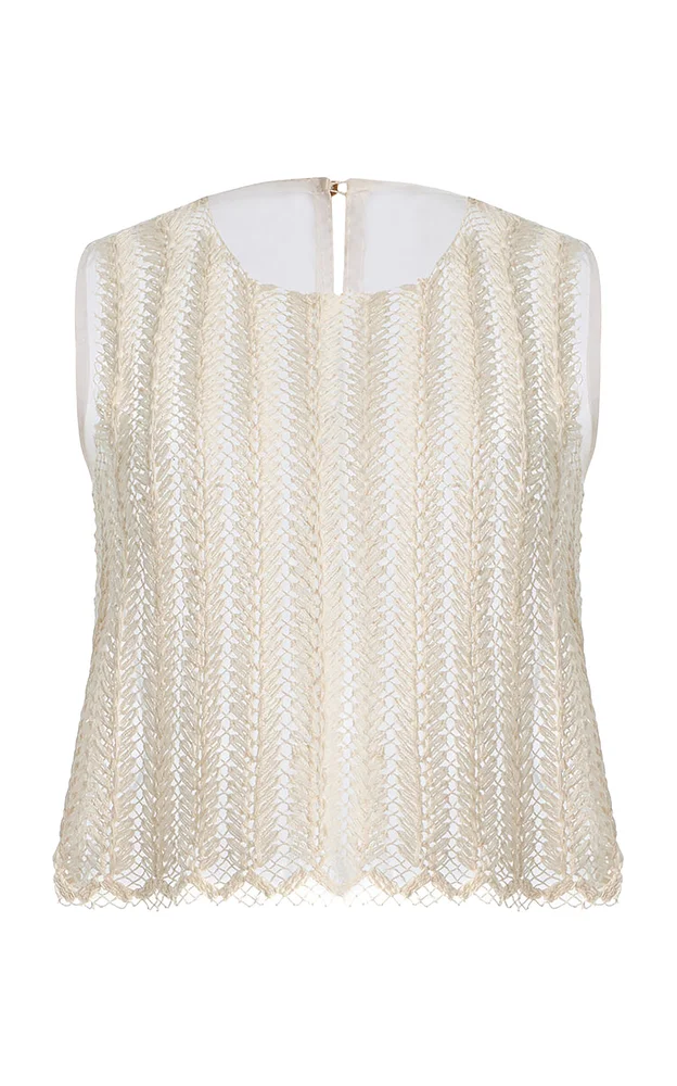 Exclusive Yunga Crochet-Lace Cotton-Blend Top