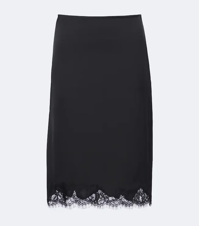 Marisol lace-trimmed satin slip skirt