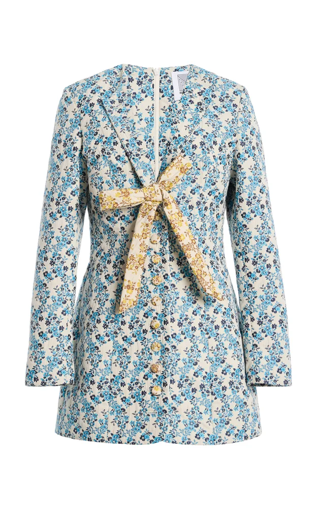 Row, Row, Row Your Buttons Blazer Jacquard Mini Dress