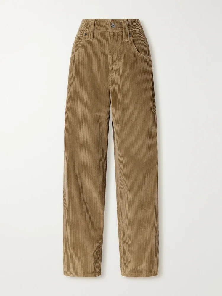 Cotton-corduroy wide-leg pants