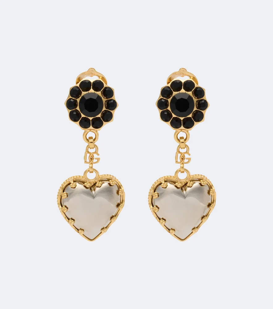 Sacro Cuore embellished clip-on earrings