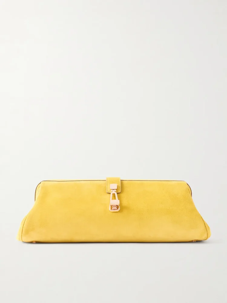Paola embellished suede clutch