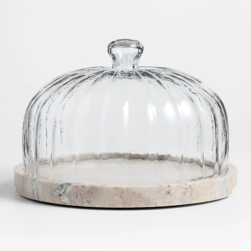 Tuscan Kitchen Marble 11-inch Cheeseboard with Glass Cloche