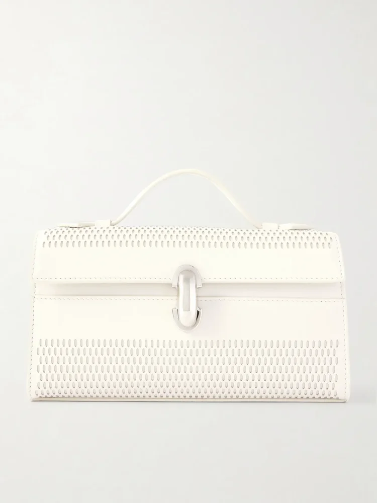 Symmetry laser-cut leather clutch