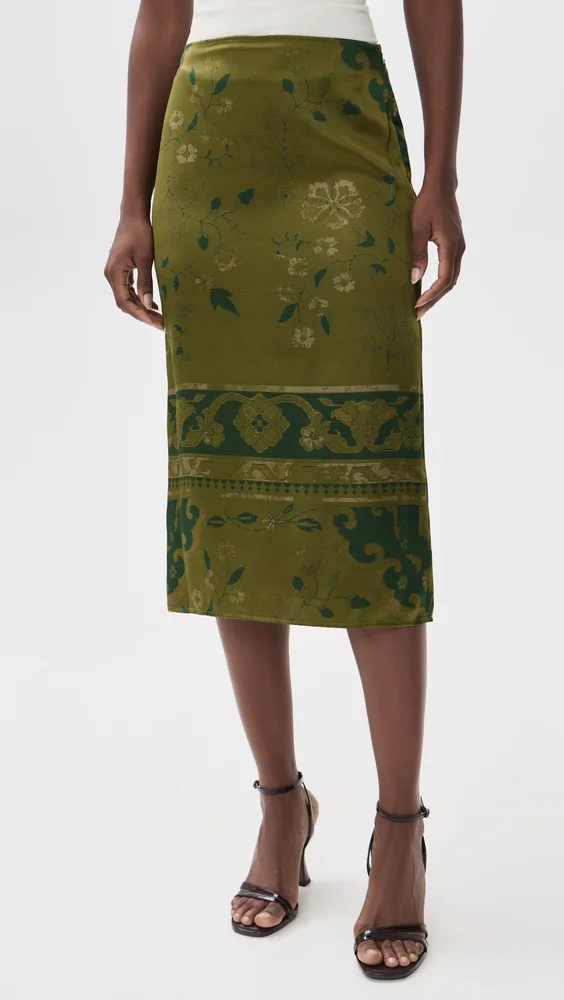 Helen Low Waist Silk Midi Skirt