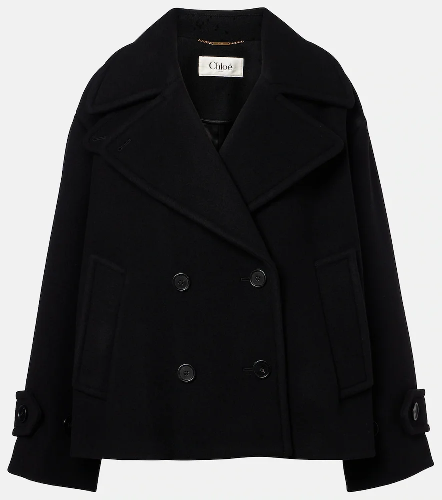 Double-breasted wool-blend peacoat