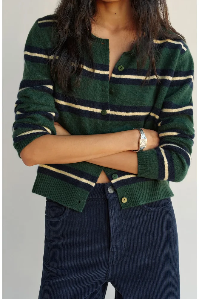 Clara Stripe Cashmere Cardigan