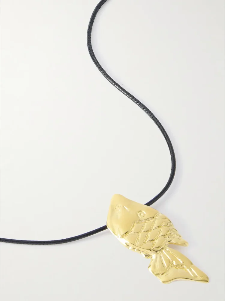 Pisces recycled gold-plated cord necklace