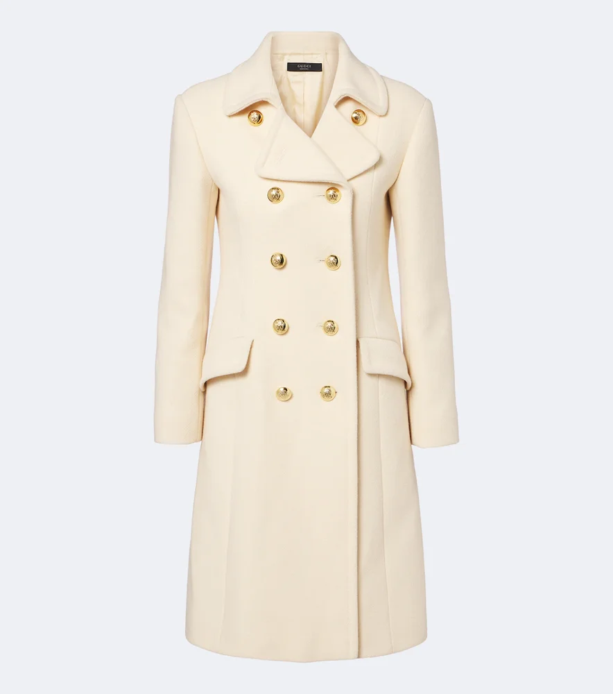 Double-breasted wool-blend coat