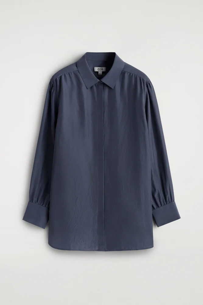 Gathered Washed-silk Shirt