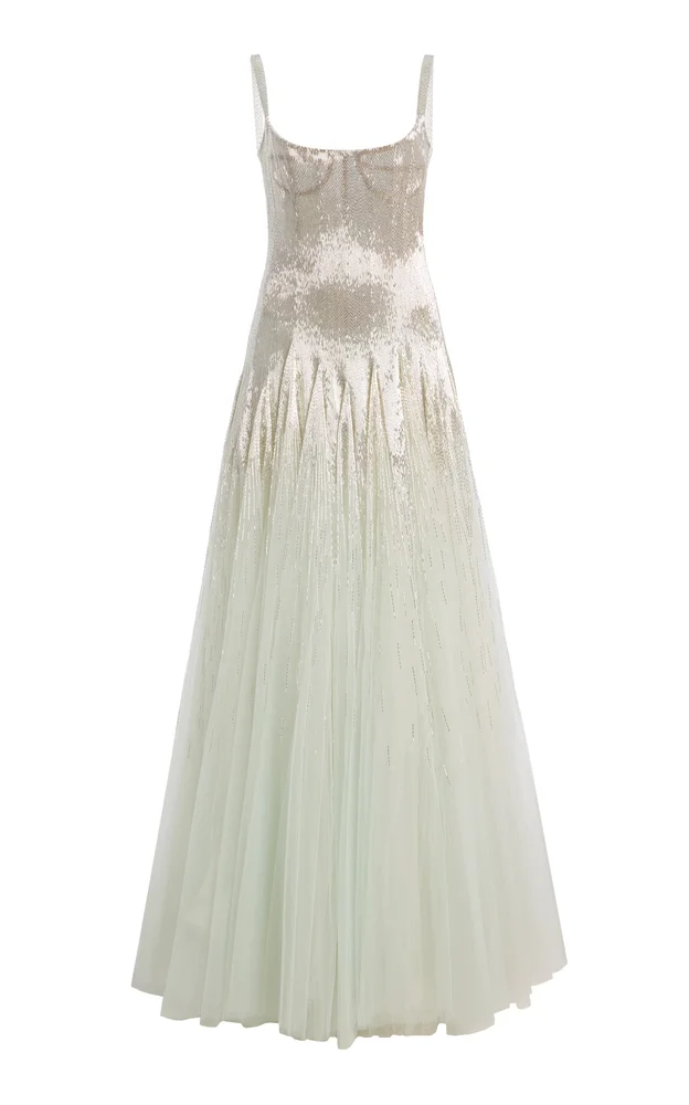 Bead-Embroidered Chiffon Gown