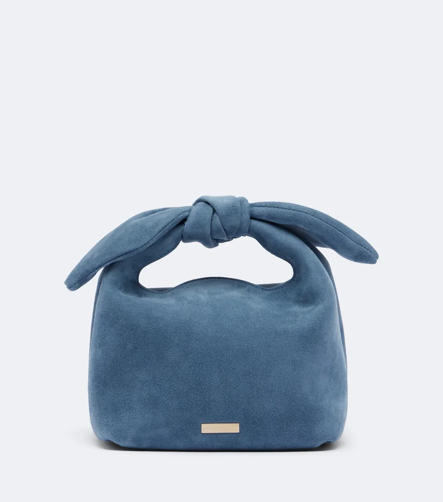 Bow Tie Mini Suede Top-Handle Bag