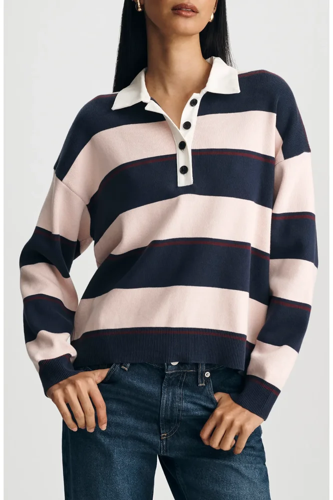 Stripe Rugby Polo Sweater