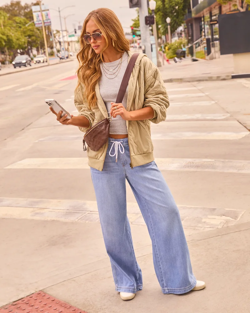 vicicollection.com Remieh Stretch High Rise Wide Leg Drawstring Jeans
