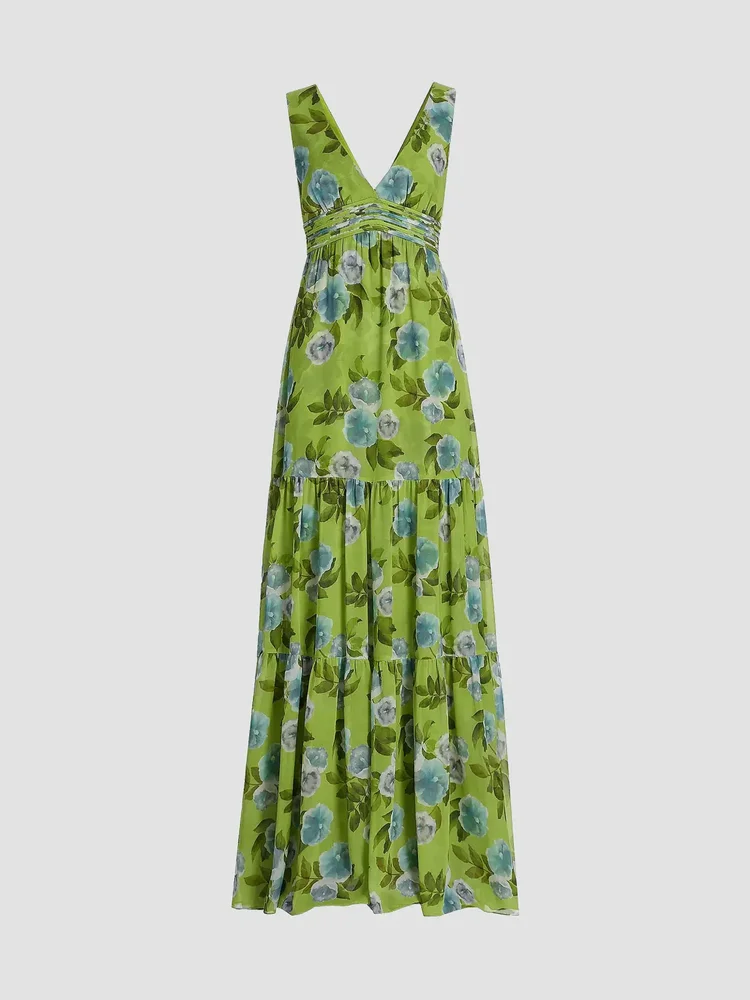 Emilie Floral Chiffon A-Line Gown
