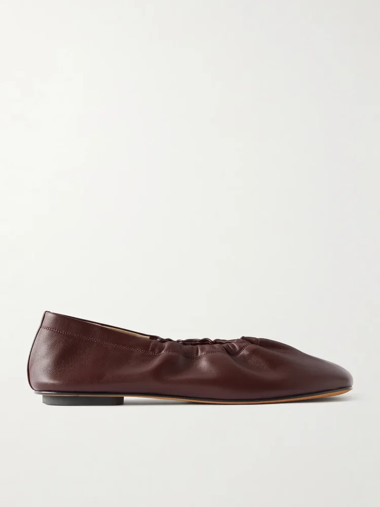 Mica gathered leather ballet flats
