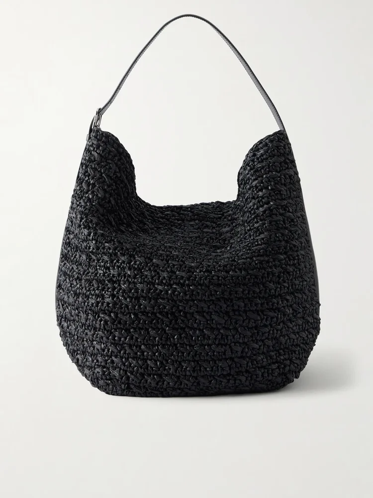 belted raffia tote