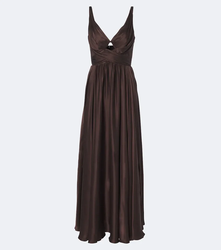 Draped silk maxi dress