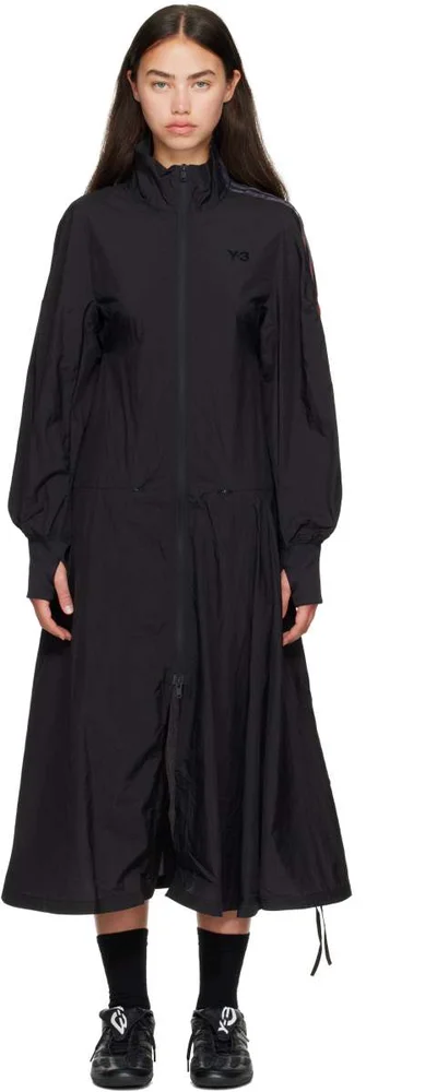 Black Gradient 3-Stripes Nylon Track Midi Dress