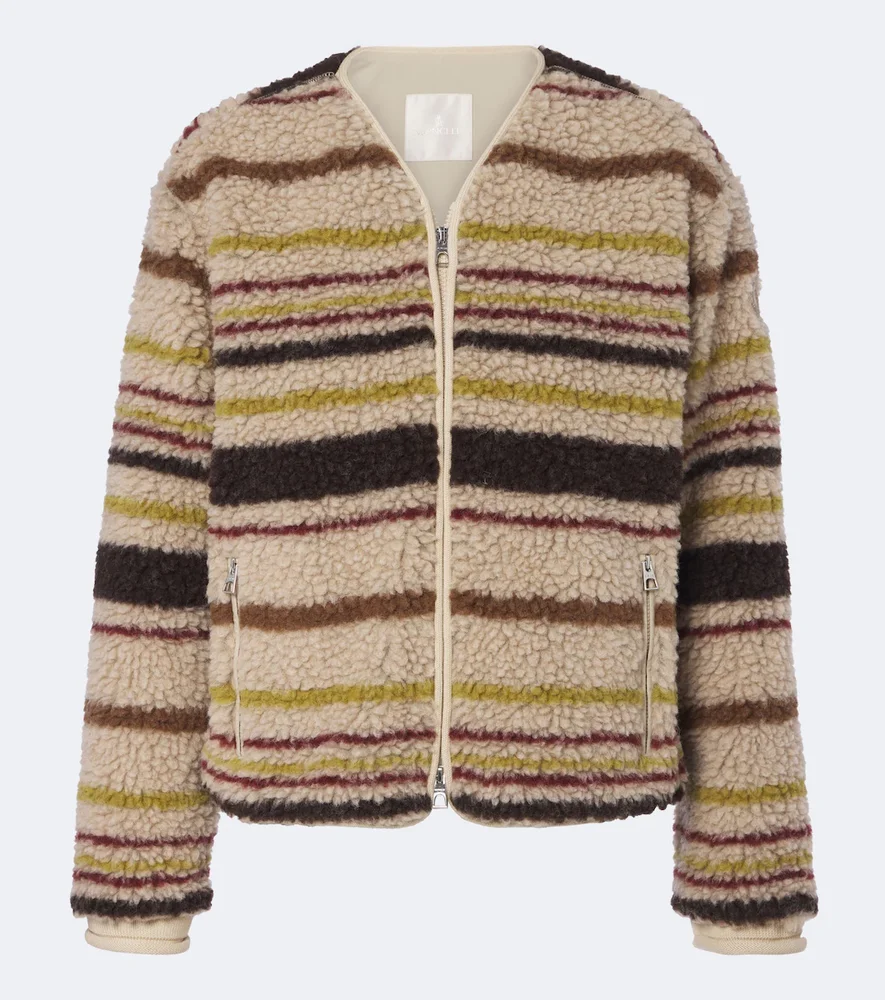 Striped wool-blend teddy jacket