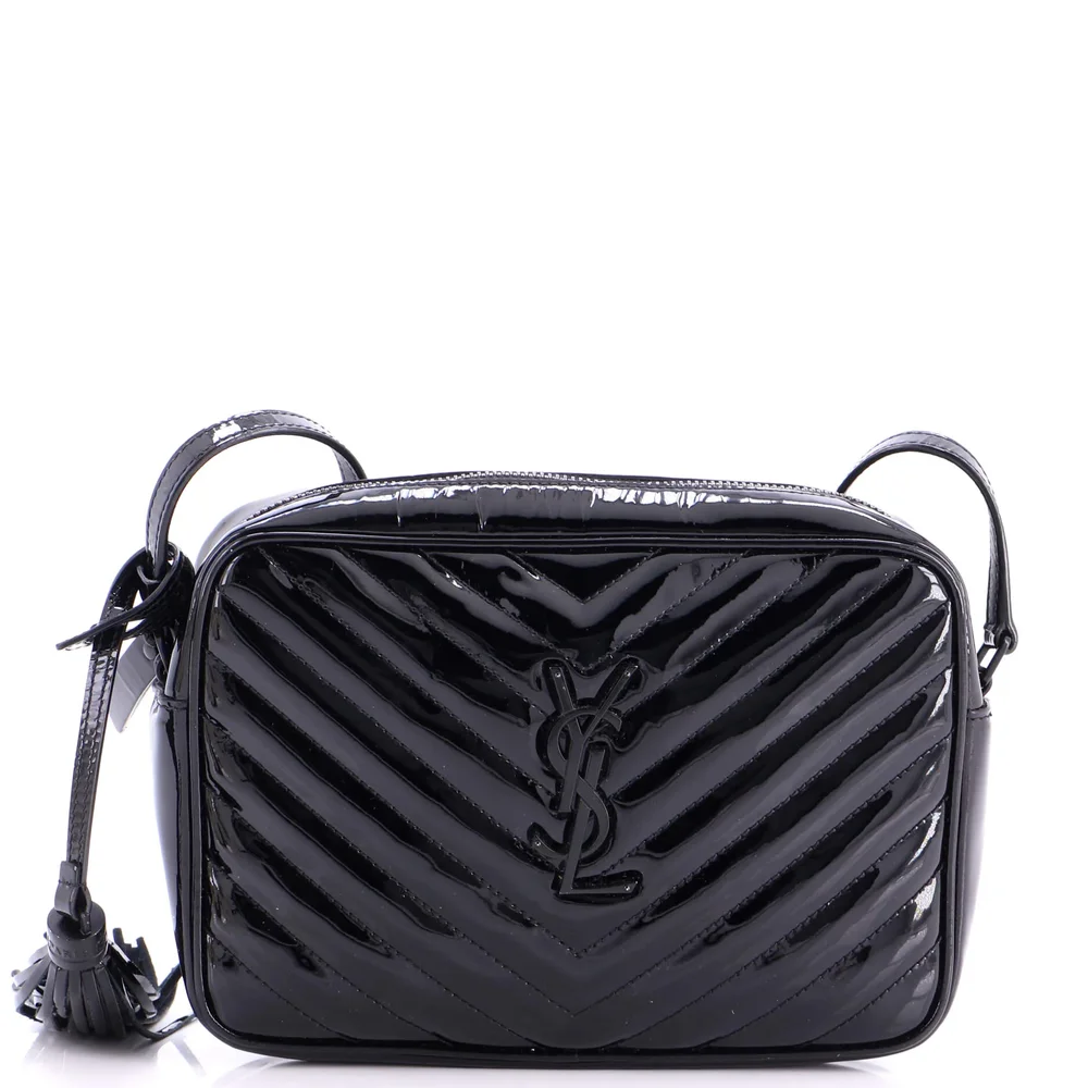 ysl Lou Camera Bag Matelasse Chevron Patent Small
