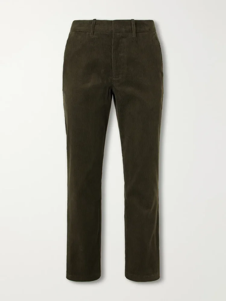 Slim-Fit Straight-Leg Cotton-Corduroy Trousers