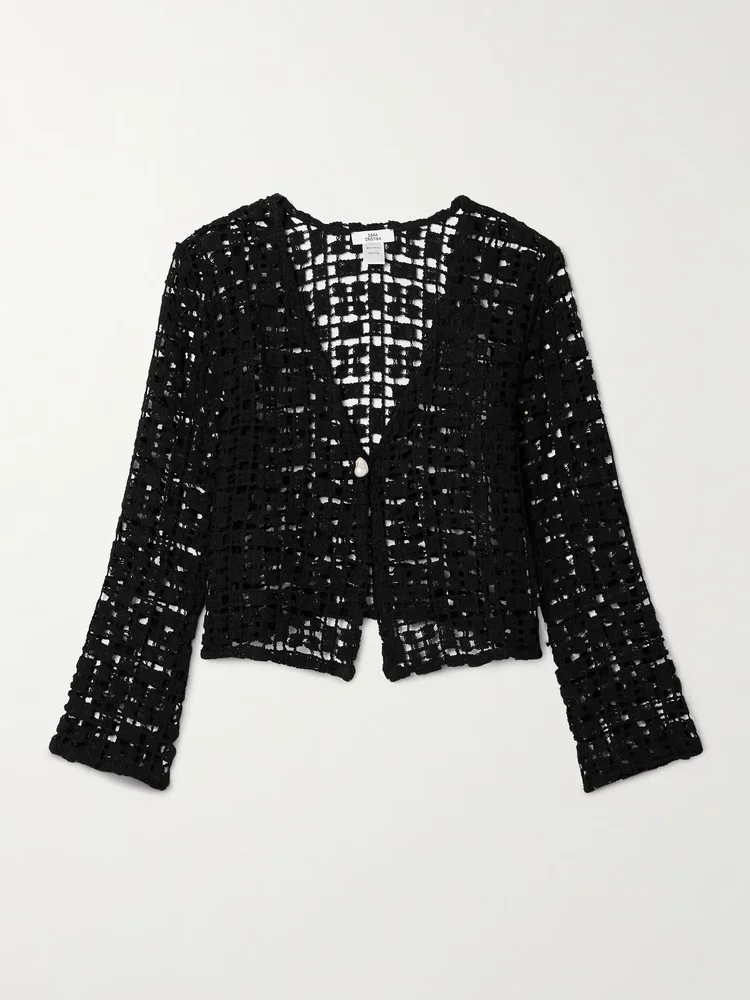 Nerea embellished crocheted cotton top