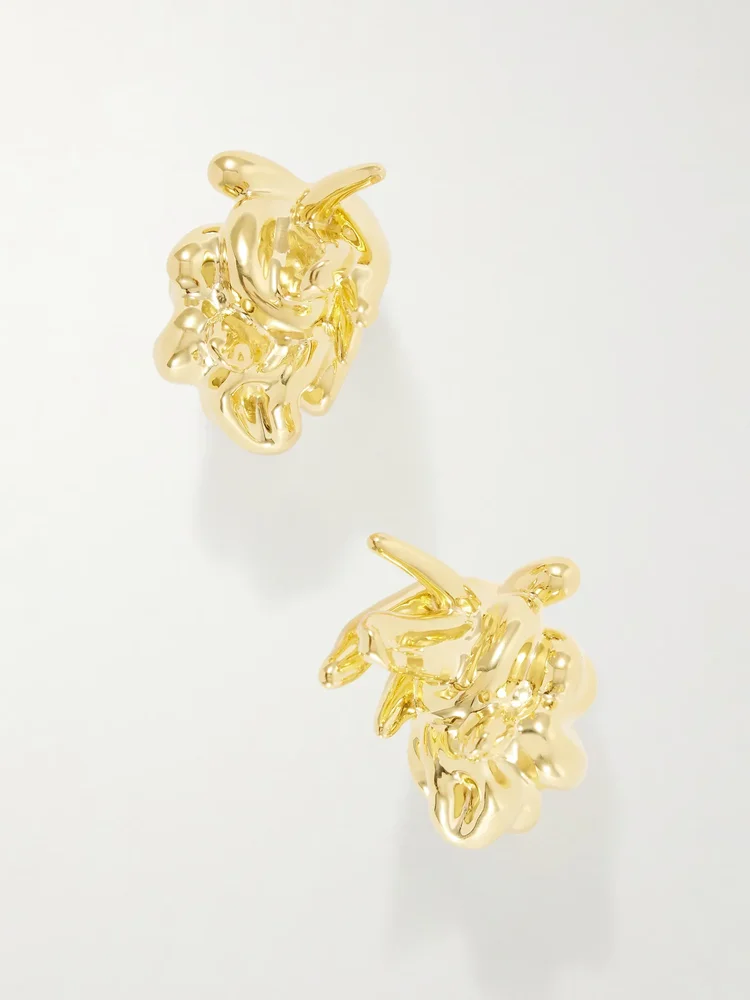 Gold-plated recycled silver earrings