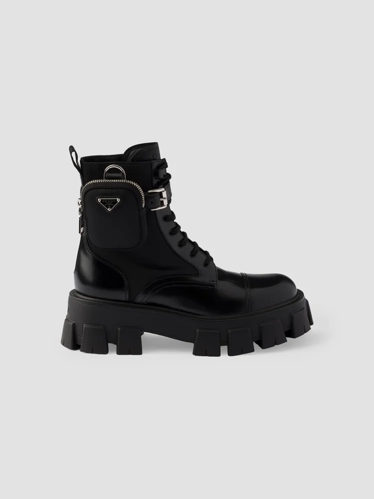 Monolith Leather and Re-Nylon Boots with Pouch