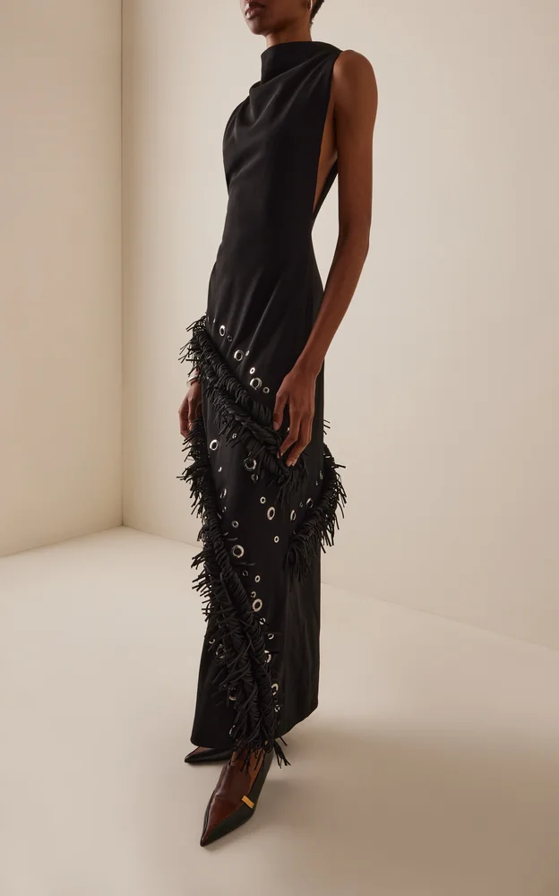 Giovanna Embellished Matte-Crepe Maxi Dress