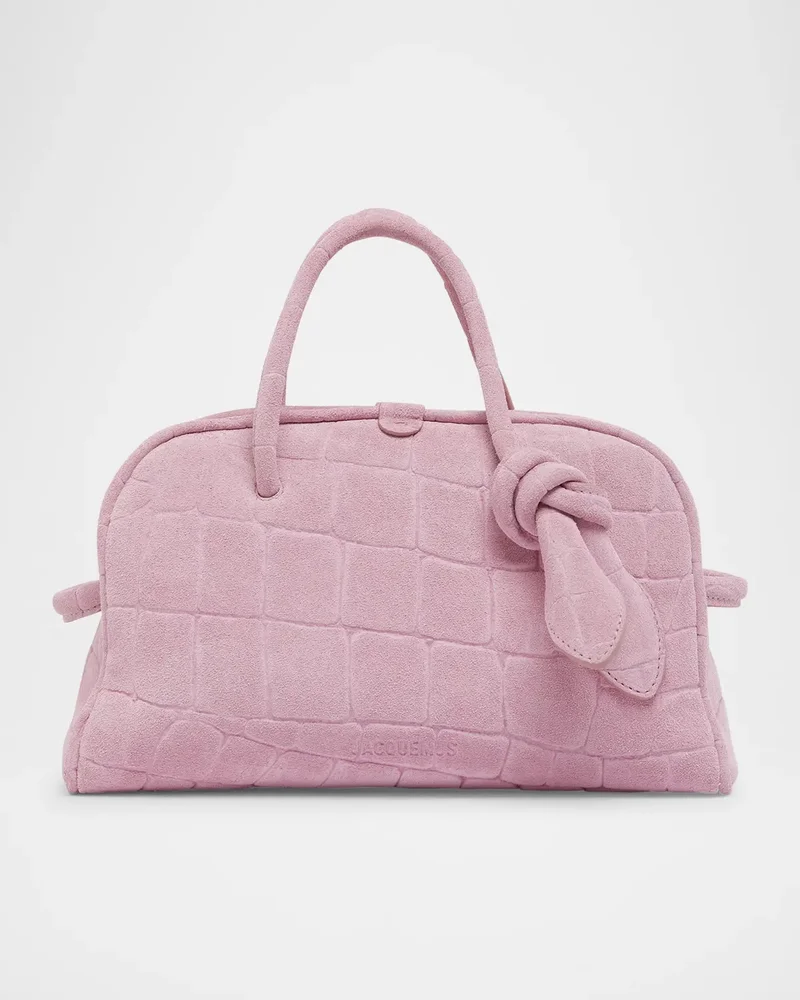 Le Petit Turismo Croc-Embossed Suede Bowling Bag