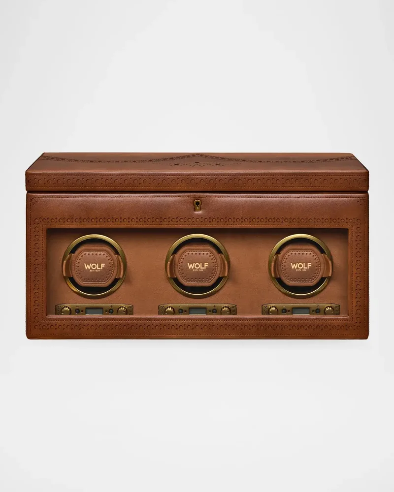 Brogue Triple Watch Winder with Storage