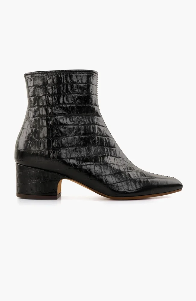 Cumiya Croc-Embossed Leather Ankle Boots
