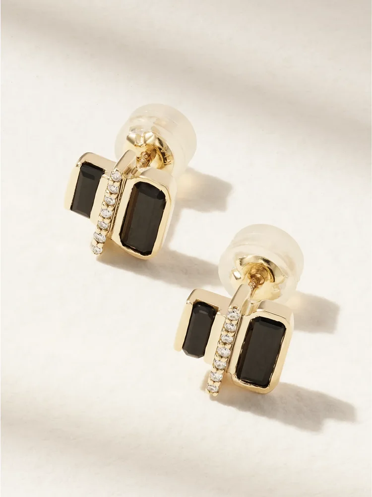 Cityscape 14-karat recycled gold, spinel and diamond earrings