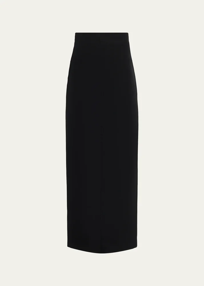 Iphora Wool Crepe Slit Midi Skirt